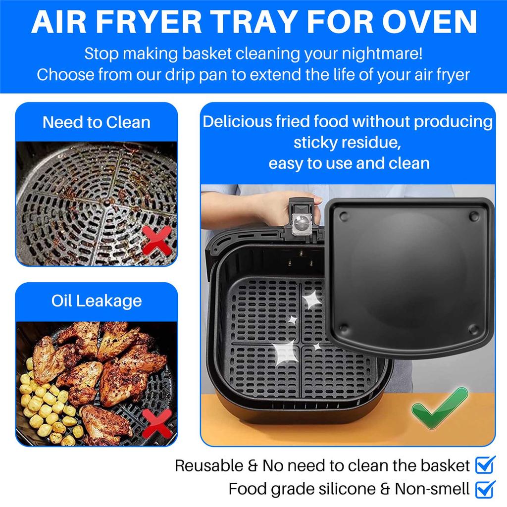 Air Fryer Drip Pan,2 Piece Nonstick Drip Pan,Oven Drip Pan,Air Fryer Replacement Parts,for Chefman Ultrean Aria Emeril