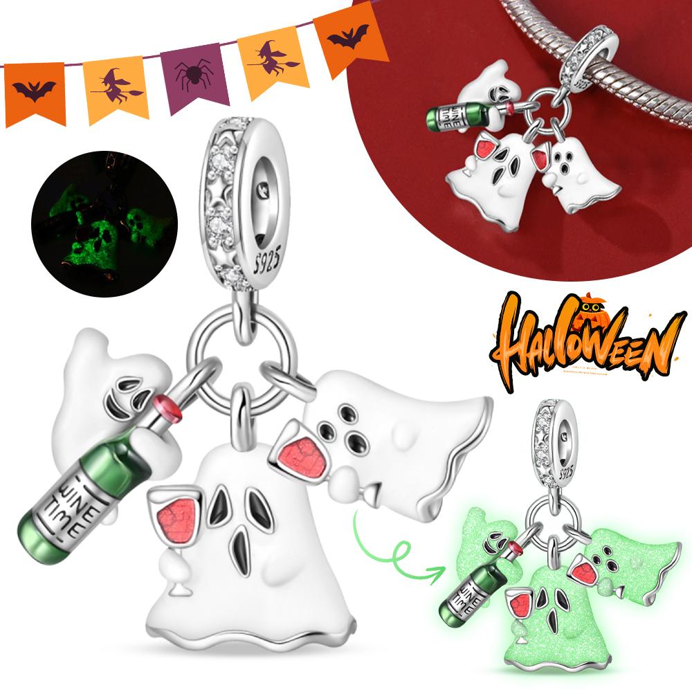 

Halloween Charms Copper Gothic Cute White Ghost Drinking Bead Fit Charm Bracelet For Jewelry Making Women Gifts Bag Charm белый