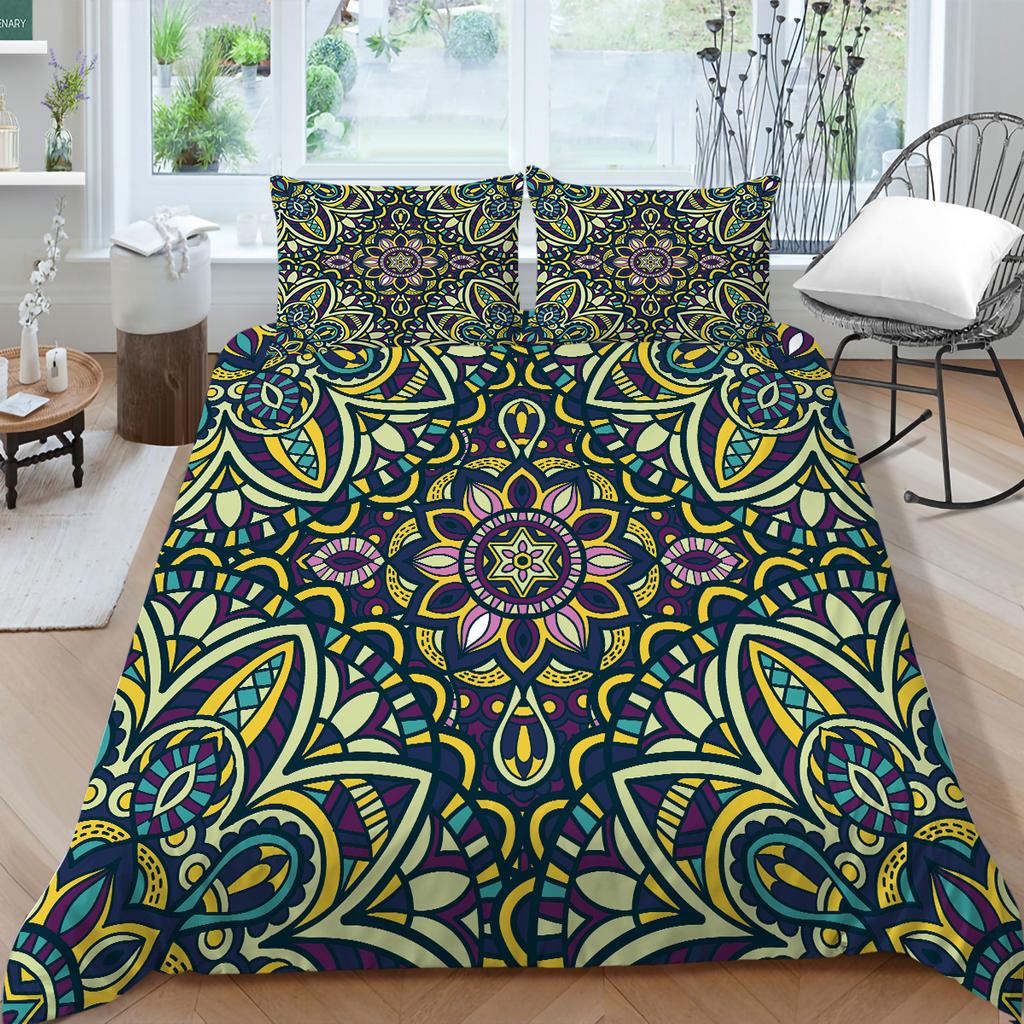 3D Bohemian Printed Bedding Single Double Bed Full Size Tropical Pattern Pillowcase and Quilt Cover Comfortable Home Decoration