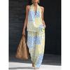 1116 Summer Cool Neck Suit Women's Temperament V-Neck Off-Shoulder Top + High Waist Wide Leg Pants Two-piece Set