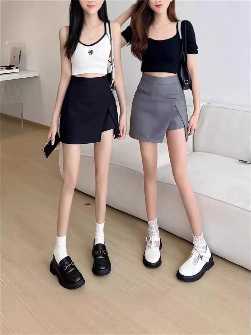 

High-Waist Irregular Bodycon A-Line Midi Skirt with Built-in Shorts XL
