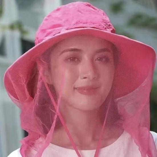 Mosquito Head Net Hat Sun Protection Bucket Hat with Hidden Net Mesh Foldable Fly Protection Netting Hat for Outdoor Fishing Hiking