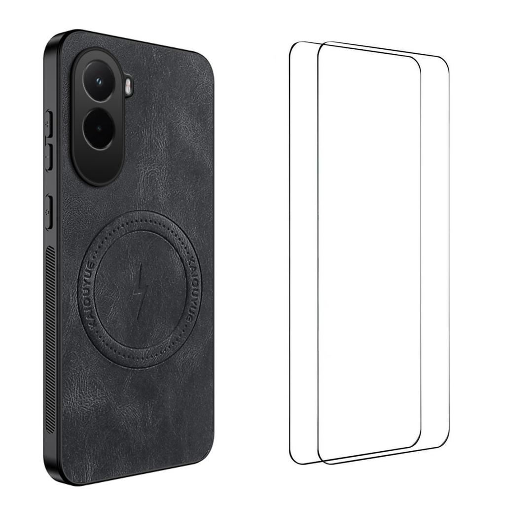 For Xiaomi Poco M7 Plus 5G/M7 4G (169mm) Magnetic Case WANLONFENG SD Series PC TPU Phone Cover with 2Pcs Screen Film