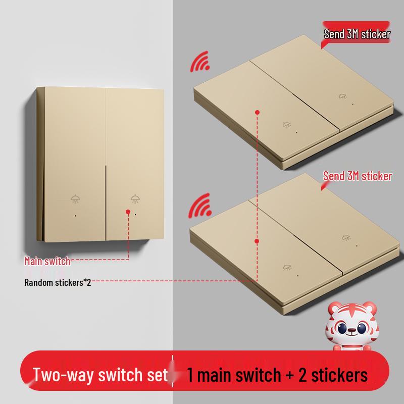 Smart Wireless Double Control Light Switch - No Wiring Needed, 220V Remote Master-Slave System
