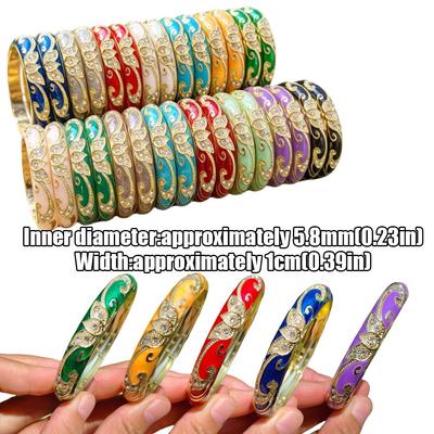 1cm Colored Dropper Oil Bangle Crown Women's Hand Bracelet Gifts for Women Girl