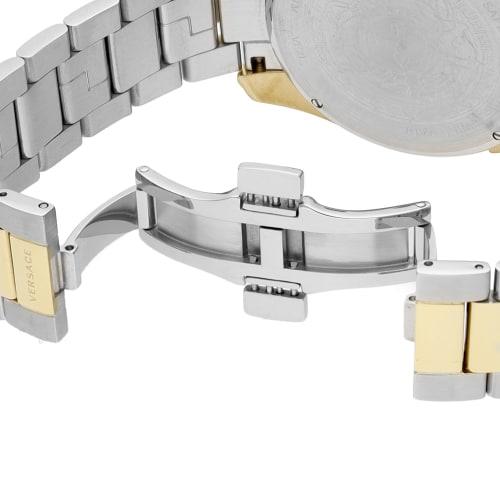 Versace V-RAY Watch, Black Dial, Stainless Steel, Sapphire Crystal, Quartz Movement, 44mm, Swiss Made, VE2I00421, Men's, Gold