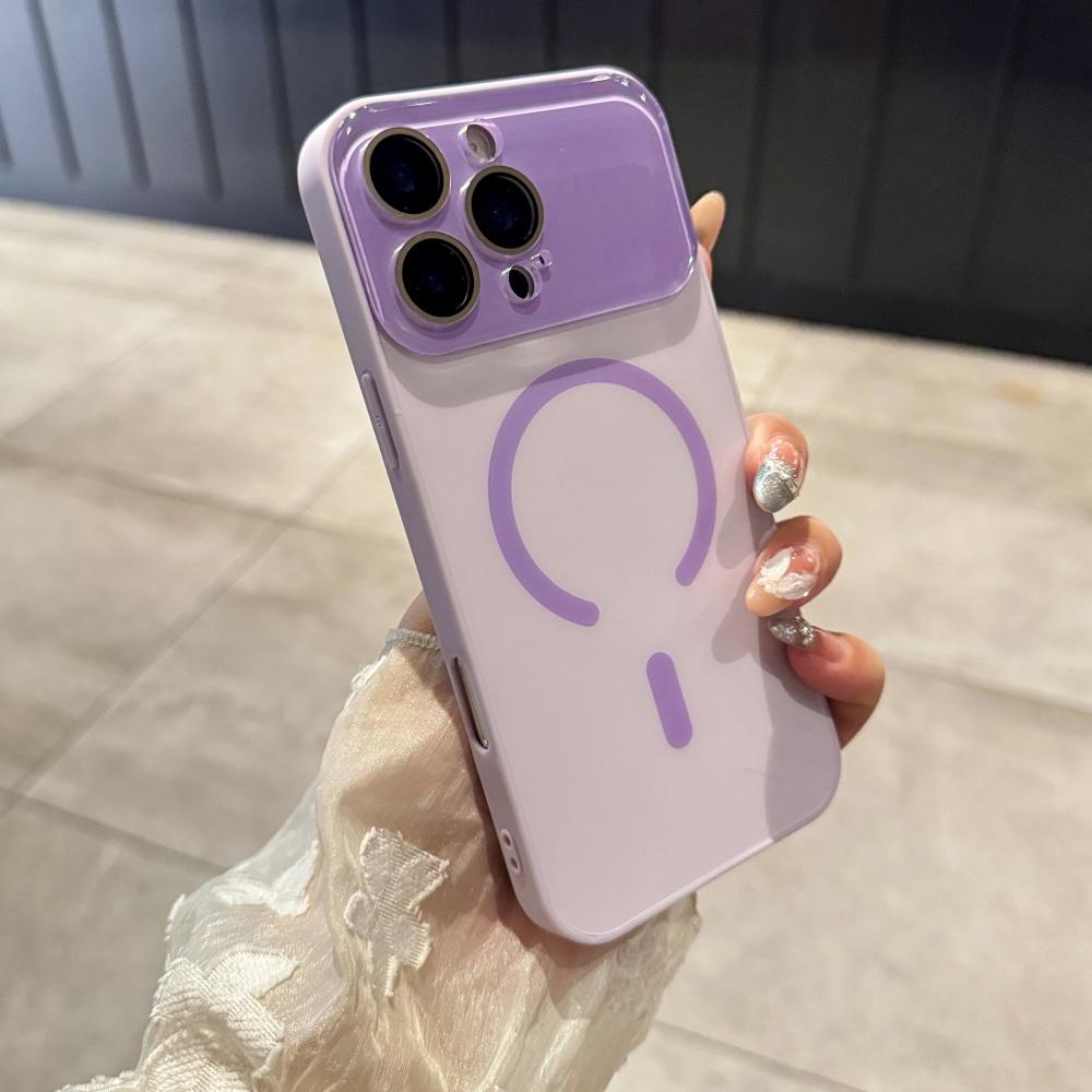 Large Window Crystal Camera Lens Case For For Iphone 17 Air 16 15 14 13 12 17 Pro Max Wireless Charge for Magsafe Candy Color Cover