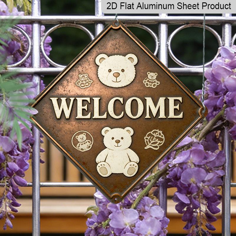 

2D Flat, 1pc Vintage Teddy Bear Metal Wall Sign - Cute Bear Themed Retro Room Decor, Aluminum Plaque Suitable for Living Room, Bedroom, Entryway 20*20cm