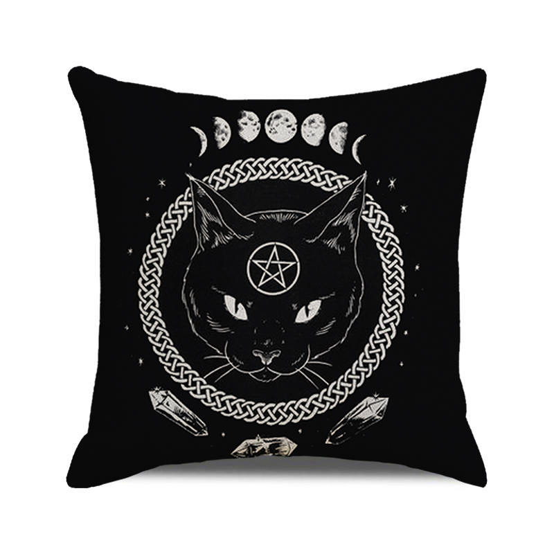 Halloween Trick or Treat Linen Cushion Cover 45x45cm Cartoon Sofa Pillow Case