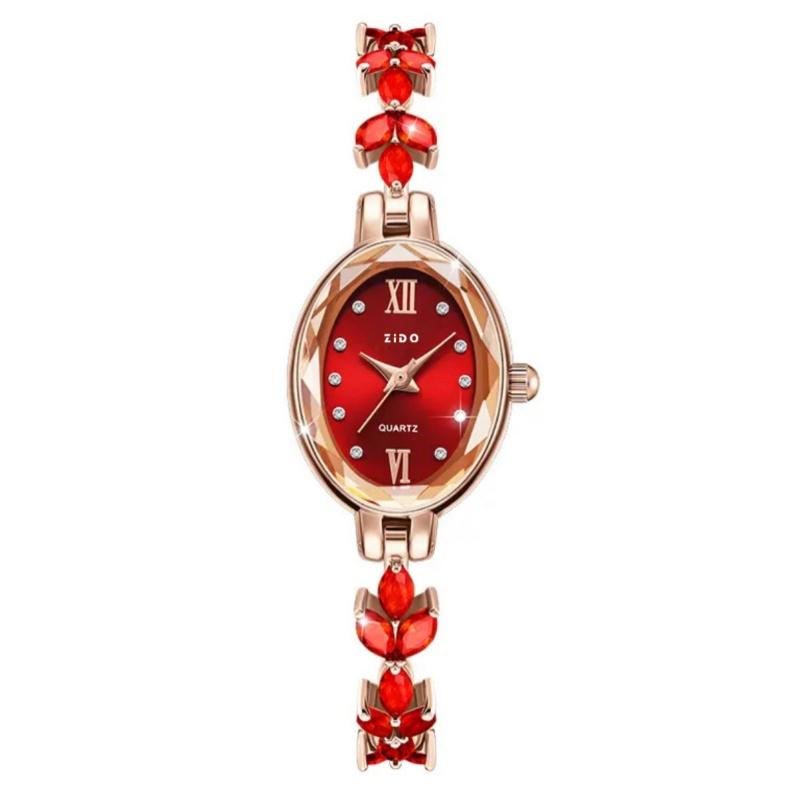 Dame Rhinestone klokker Vanntett Oval Dame Quartz Watch Armbånd Armbåndsur