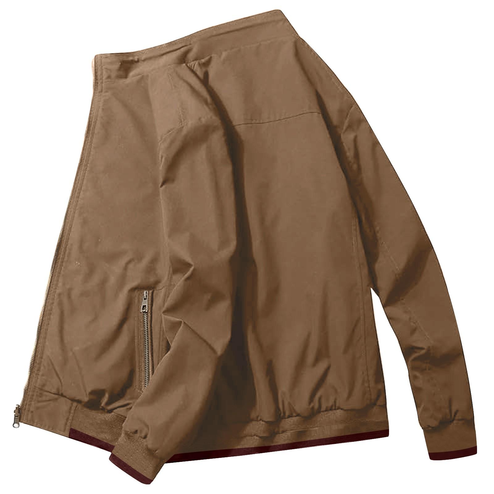 

Куртка мужская весна и осень новая мужская двухсторонняя повседневная куртка со стоячим воротником трендовое мужское пальто XXXXL хаки