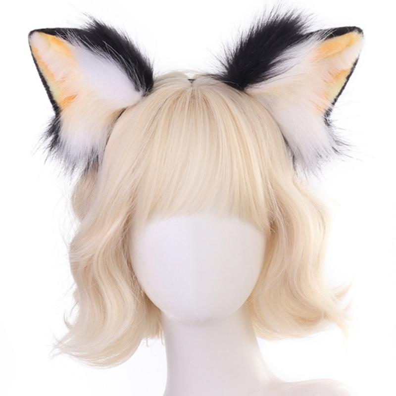 Realistic Kitten Ears Hairband Furry Headbands Plush for Coser Role Play and Photography Props