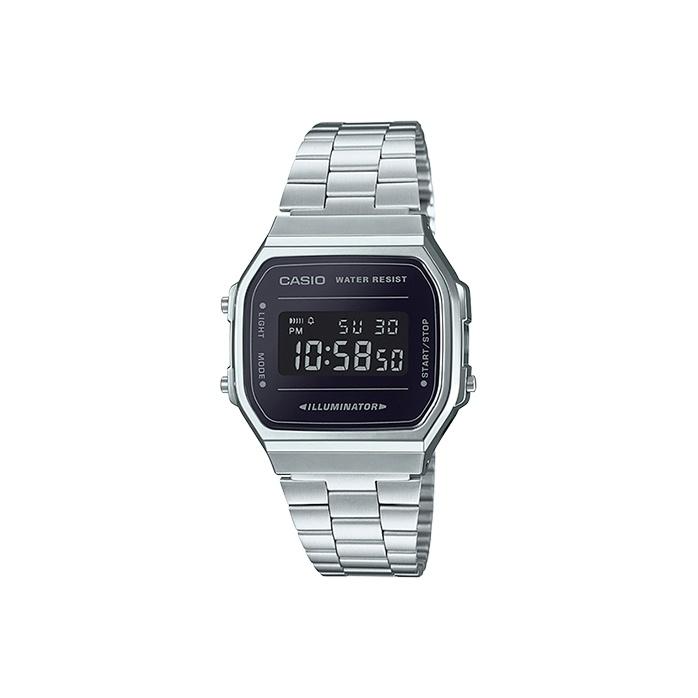 CASIO Unisex VINTAGE Series Black Watch A168WEM-1 A168WEM-1 Silver Regular Watch Box