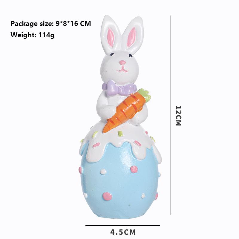 Easter Bunny Decorations Resin Easter Egg Figurines Spring Easter Rabbit Egg Flower Carrot Tabletop Decor for Easter Party Gifts