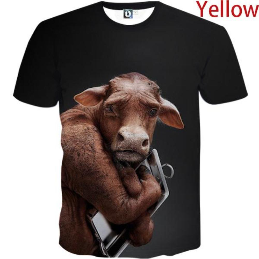 New Men's Short Sleeved T-shirt 3D Printed Animal T-shirt Fun Round Neck Summer Short Sleeved Top