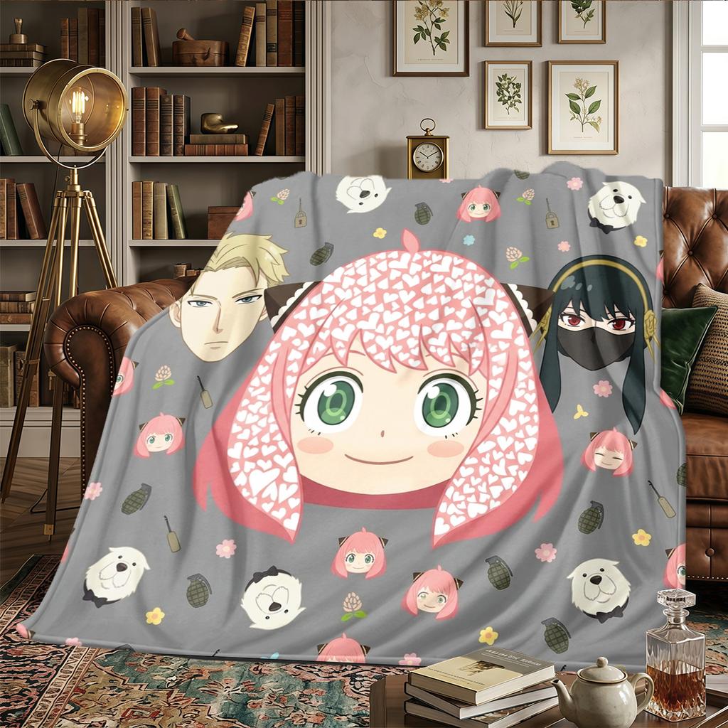SPY FAMILY Warm Flannel Blanket Comfortable Printed, For Beds, Travel -HE57