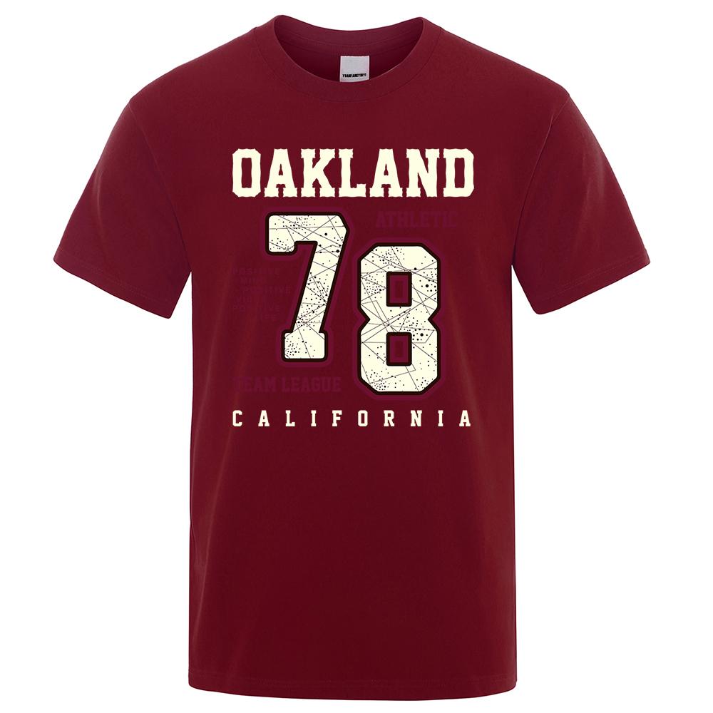 Oakland Athletic 78 Team League California Men Tee T Shirt Cotton Summer T-Shirt Casual Breathable Clothes Oversize Short Sleeve