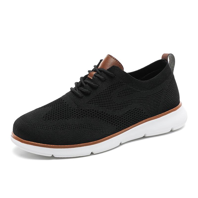 Fashion Retro Style Men's Casual Shoes Lightweight Knitted Walking Shoes Breathable Mesh Outdoor Traveling Flat Shoes