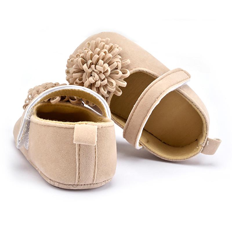 Newborn Baby Prewalker Anti-slip Shoes Footwear Classic Princess Girl Crib Mary Jane Big Flower Shoe