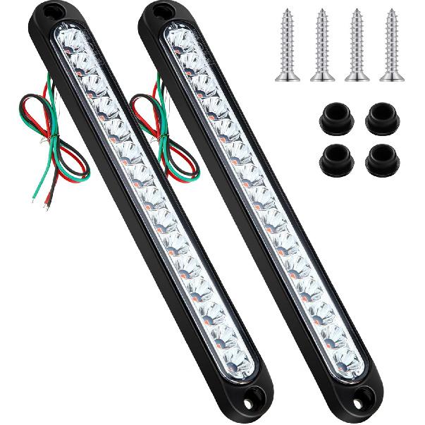 Frienda 2 Pieces 10 Inch 15 LED Trailer Tail Light Bar Stop Turn Tail Lights Assembly Third Brake Strip 9 To 30-Volt Trailer Identification For