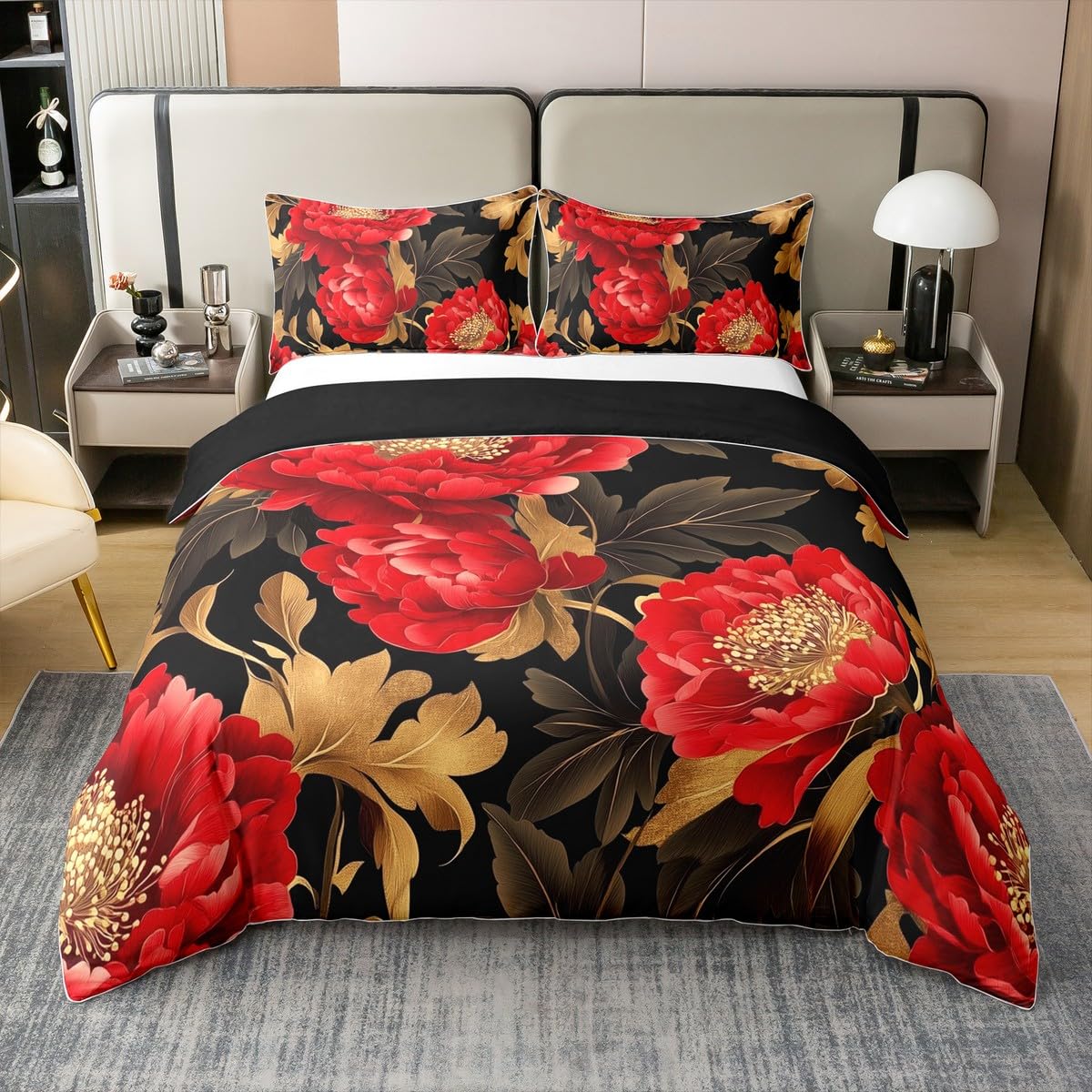 

Comforter Floral Queen For Teens Adultsretro Flower Leaves Comforter oil Painting Bedding Setgarden Wildlife Bed Set Comforter (quilt)-EU Single(135*200cm)3pcs