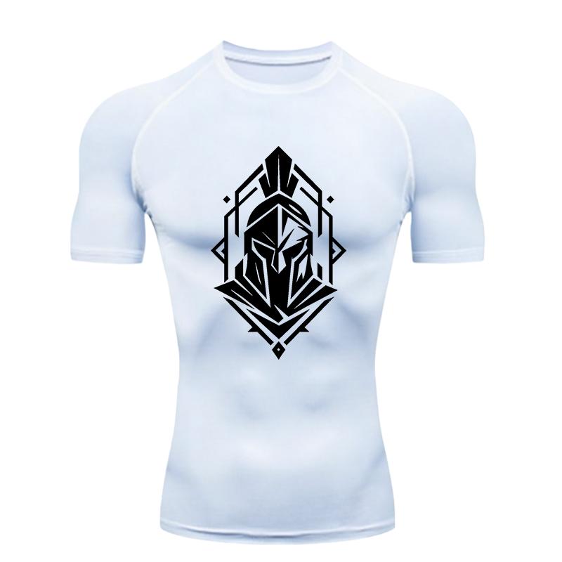 Spartan Helmet  Men's Sports T - Shirt Training Fitness Compression Rashguard Tops Short Sleeve T - Shirt