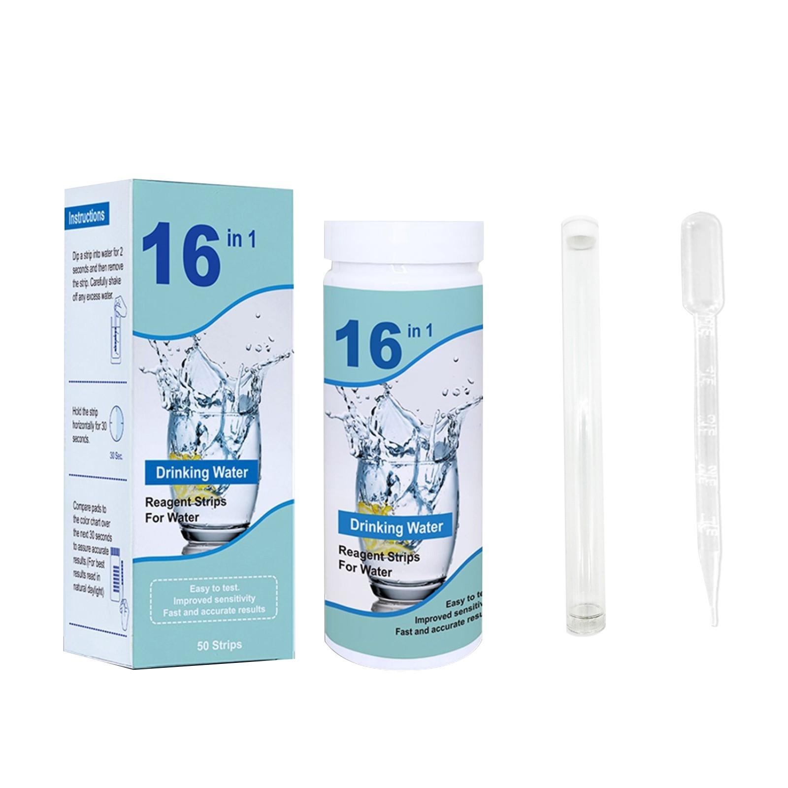 

Тест-полоски для анализа воды 16 в 1, Наборы для анализа питьевой воды, 100 полосок Домашний набор для анализа качества воды One Size