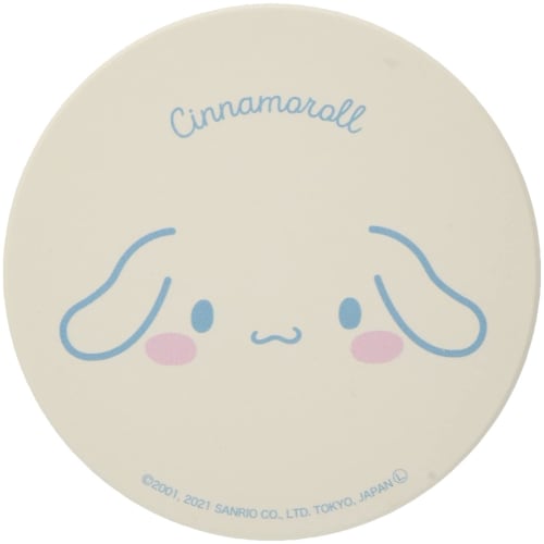 Kaneshotouki Sanrio "Cinnamoroll" Ceramic Absorbent Coaster, 9cm Diameter, Face, 493515
