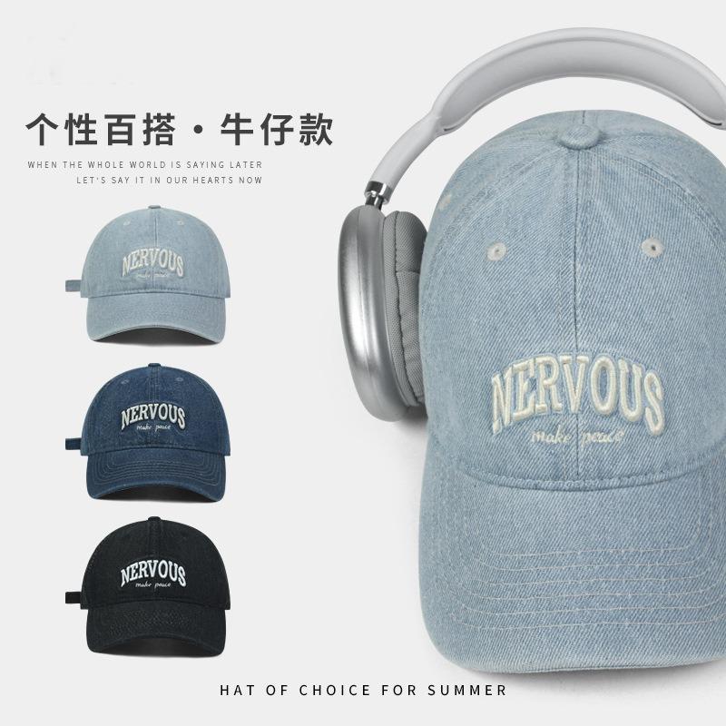 Hat Female wide brim deepened letter cowboy cap Casual versatile couple Student show face Small baseball cap
