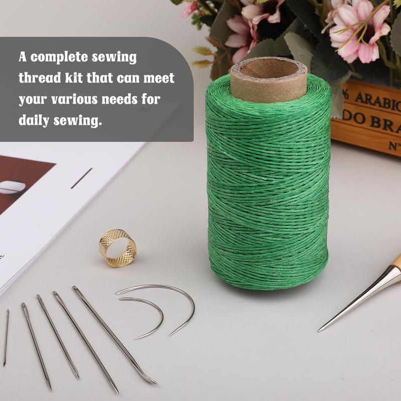 Fenrry 273 Yards Leather Waxed Thread Sewing Kit  Awl Thimble Leather Sewing Upholstery Repair Kit for Leather Carpet Sofa Seat