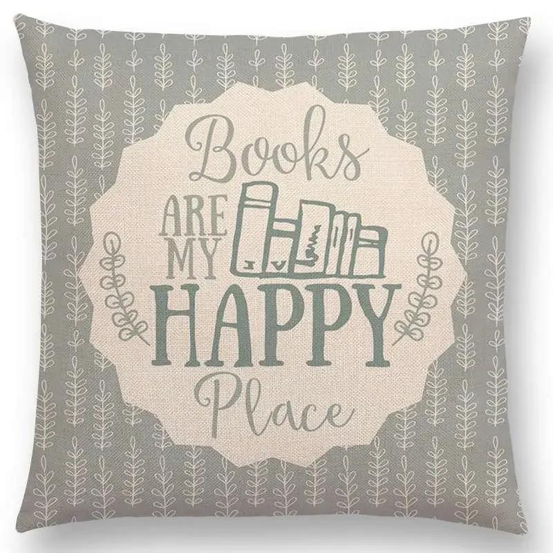 Tea Reading Books Pillow Case Home Decor / Cushion Cover Designer Pillow Cover for Sofa Bedroom Housse De Coussin