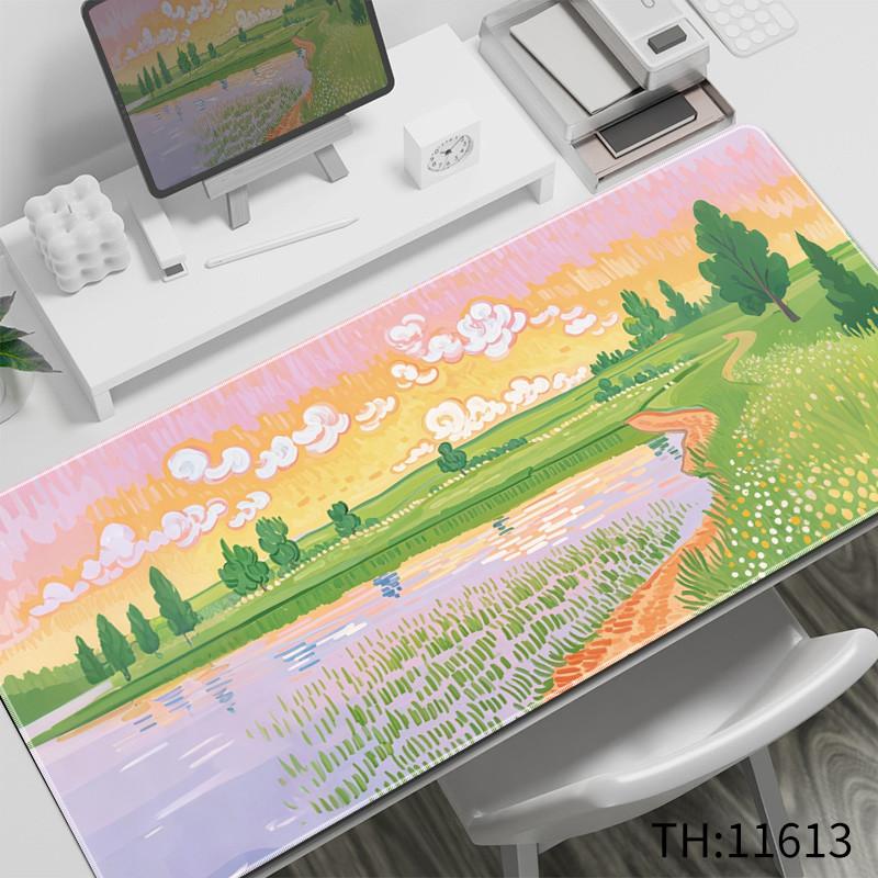 Orange Sunset Lake Blossom Landscape Mouse Pad Waterproof NonSlip Warm Tone Art Large Gaming Desk Mat Nature Scenery