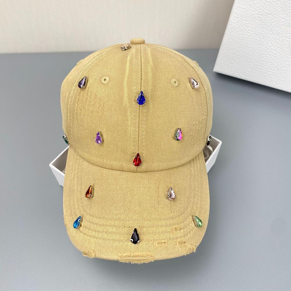 

Cotton Full Rhinestone Baseball Hat Creative Sunshade Hat Versatile Sun Hat Girl бежевый