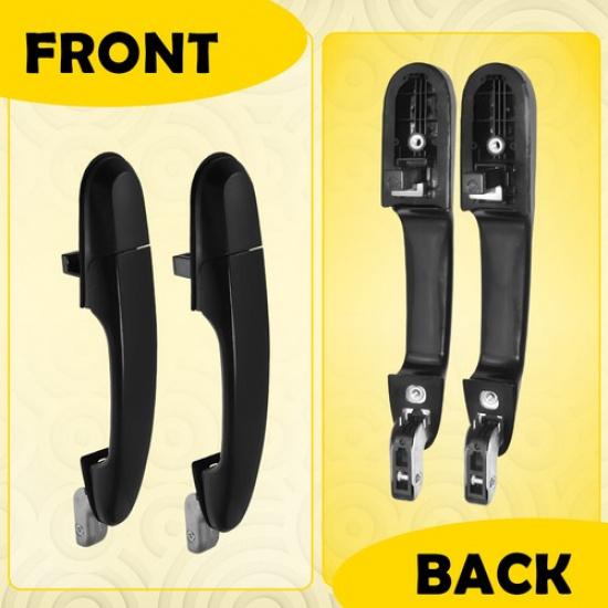 Set of 2 Exterior Door Handle Black For Hyundai Tucson 2005-2009 Rear Left Right