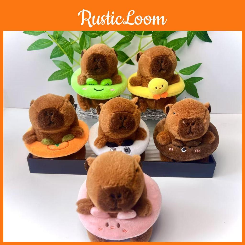Ring Swimming Capybara Key Chain Cute Children Backpack Hanging Plush Gift Doll