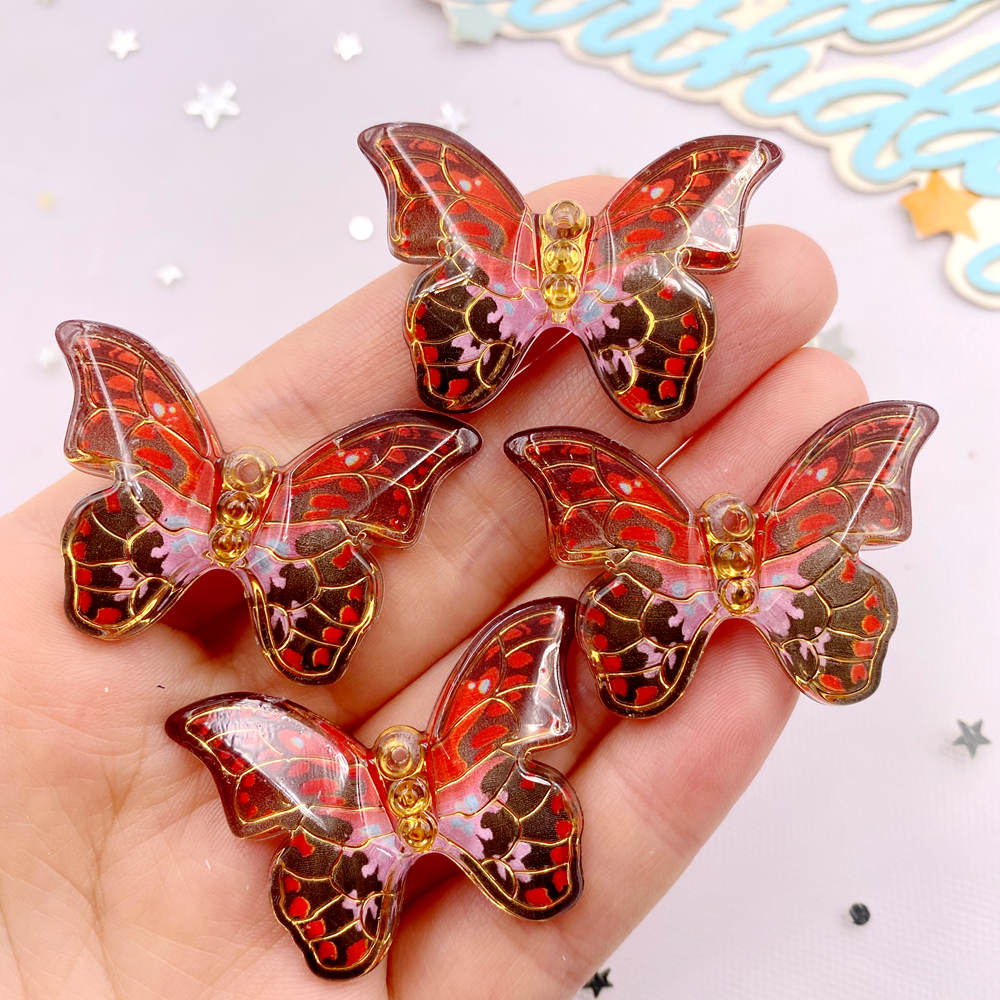 10pcs Shiny Colorful Beautiful Butterfly Figurine Flatback Rhinestone 1 Hole Bead DIY Wedding Decor Scrapbook Jewelry Crafts