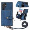 Case for Galaxy S26 Ultra - Leather/PU, Blue, With Lanyard