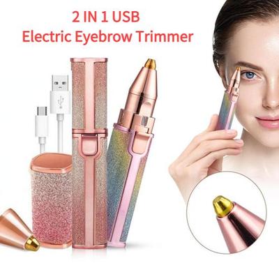 2 IN 1 Trimmer sopracciglia elettrico USB ricaricabile Corpo viso capelli forma rossetto rimozione Mini epilatore rasoio rasoio da donna