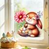 Little Rabbit Holding Flower Easter Egg Bedroom Living Room Study Decoration Electrostatic Glass Sticker