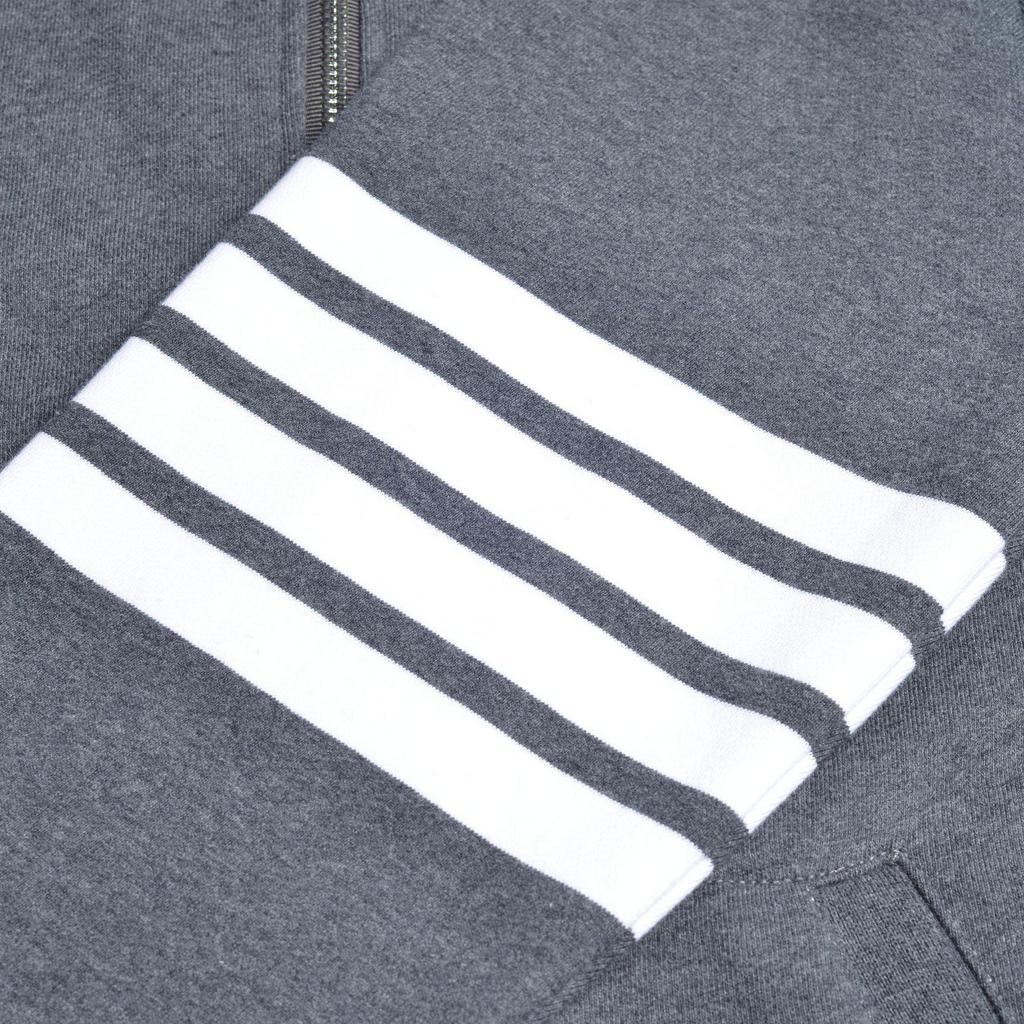 Women's Color-Woven Zipper Hoodie Casual Unisex Hooded Sweatshirt with 4 Stripes