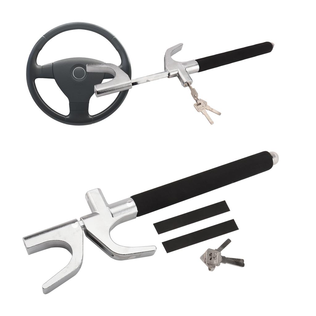 Car Steering Wheel Lock, Adjustable Anti-Theft Steering Wheel Lock with 3 Keys and Safety Hammer