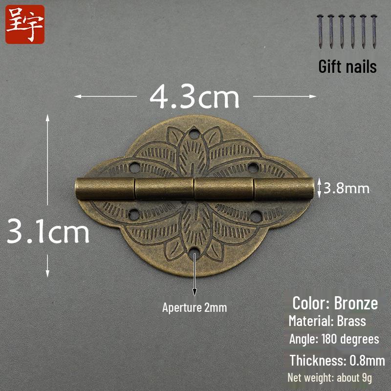 Retro Chinese Style Small Folding Butterfly Antique Jewelry Box with Pure Copper Hinges