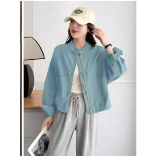 

Весна 2025 Женская Корейская Шикарная Свободная Куртка с Круглым Вырезом Large синий