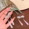 Chic Chinese-Inspired Chalcedony Lotus Tassel Earrings Chinese Style Horse Face Skirt, Earrings for Women
