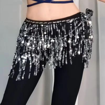 Shiny Sequins Dance Skirt Waist Belts Tassel Women Waist Chains Sexy Belly Dance Belt  Latin Dancer