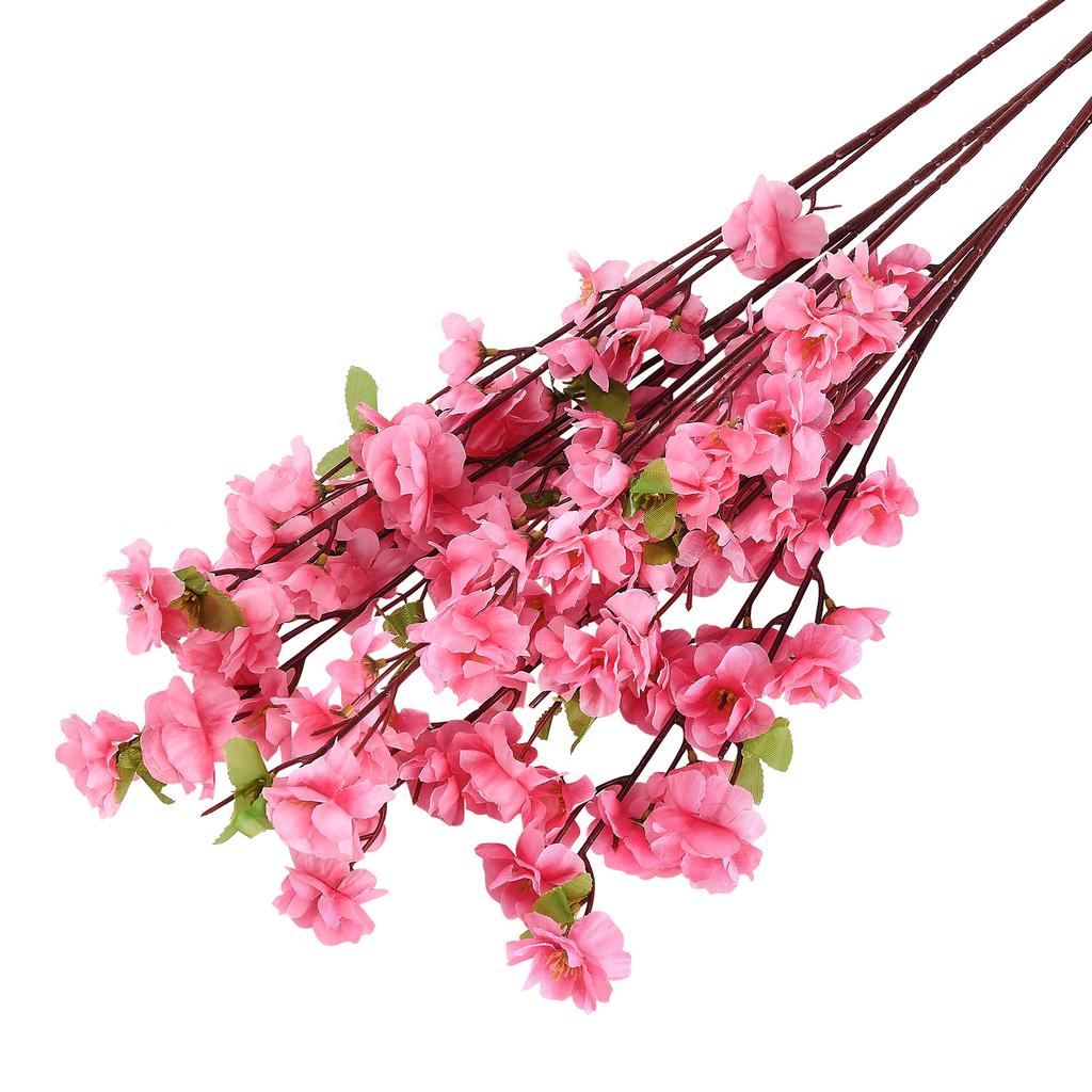 25.6in Artificial Peach Blossom Branch Faux Peach Flowers Branch Stem for DIY Garden Home Party Spring Decor Pink