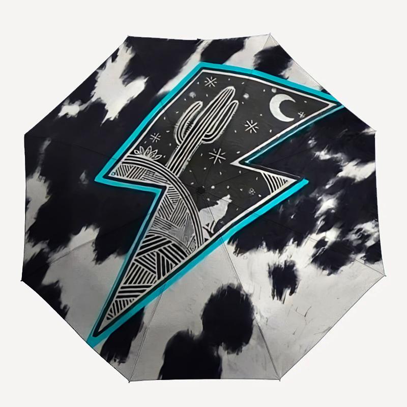 1pc Cactus Lightning Bolt Automatic Folding Umbrella - Portable Collapsible 8-Rib Umbrella for All Seasons yy251119171