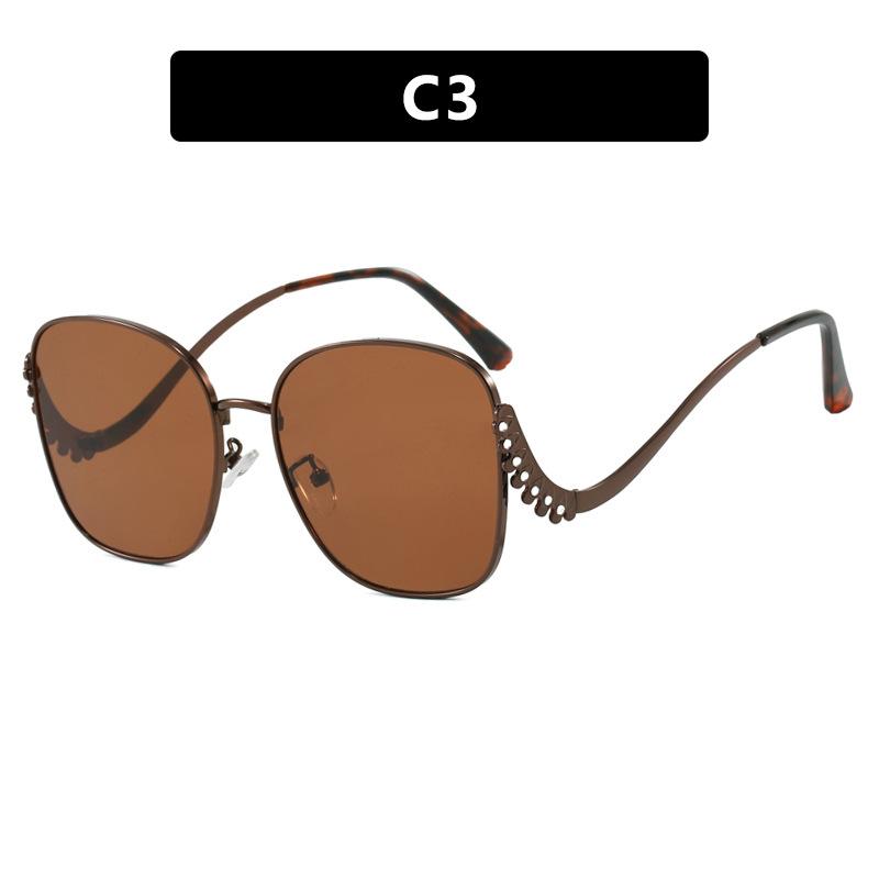 Oversized Sunglasses Women For Female Vintage Sun Glasses Punk Popular Luxury Brand Designer Metal Diamond Curved Leg Shades