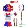 Top Quality Girls  Suicide Harley Quinn Cosplay Costumes Squad  Monster Stitched Jacket Pants Sets Halloween Costume