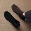Krazing Pot Cow Suede Nubuck Winter Round Toe Modern Boots Med Heels Zipper Women Ankle Boots